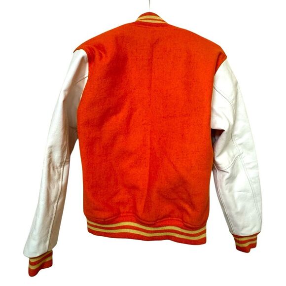 Absolute Streetwear Men’s S Orange & White Varsity Letterman Jacket MINT - Picture 4 of 8